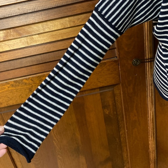 Wooden Ships Slouchy Navy and White Striped Sweater - Picture 5 of 7
